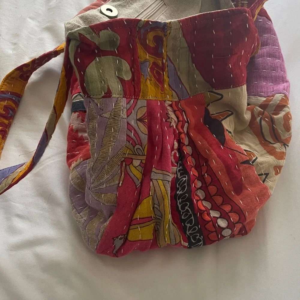 Kantha vintage hand stitched Colorful Patchwork Tote Bag - Picture 7 of 8